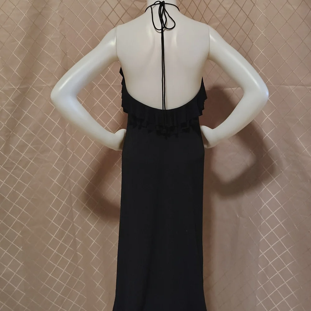 Ralph Lauren Black Ruffle Maxi Dress - Picture 3 of 6